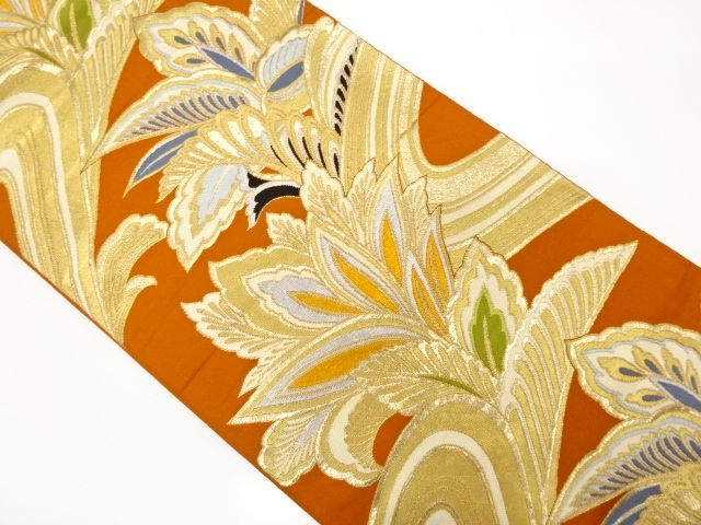 JAPANESE KIMONO / ANTIQUE FUKURO OBI / SILK / WOVEN CHINESE FLOWER